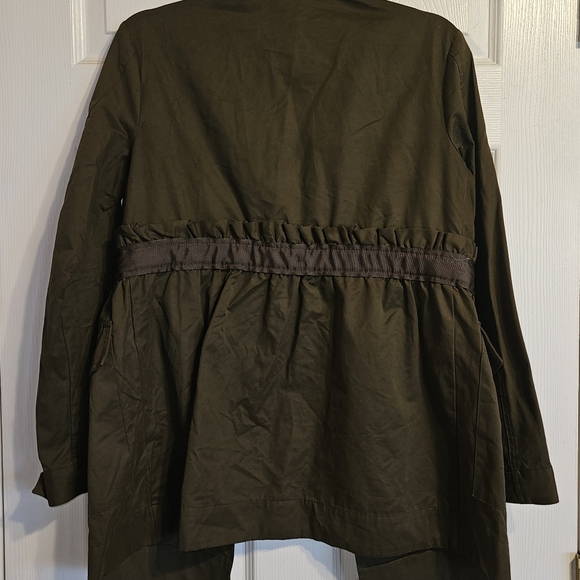 Simply Vera VeraWang Army Military Rain Coat Jacket Feminine Tied Waist XS J19 - Picture 5 of 6